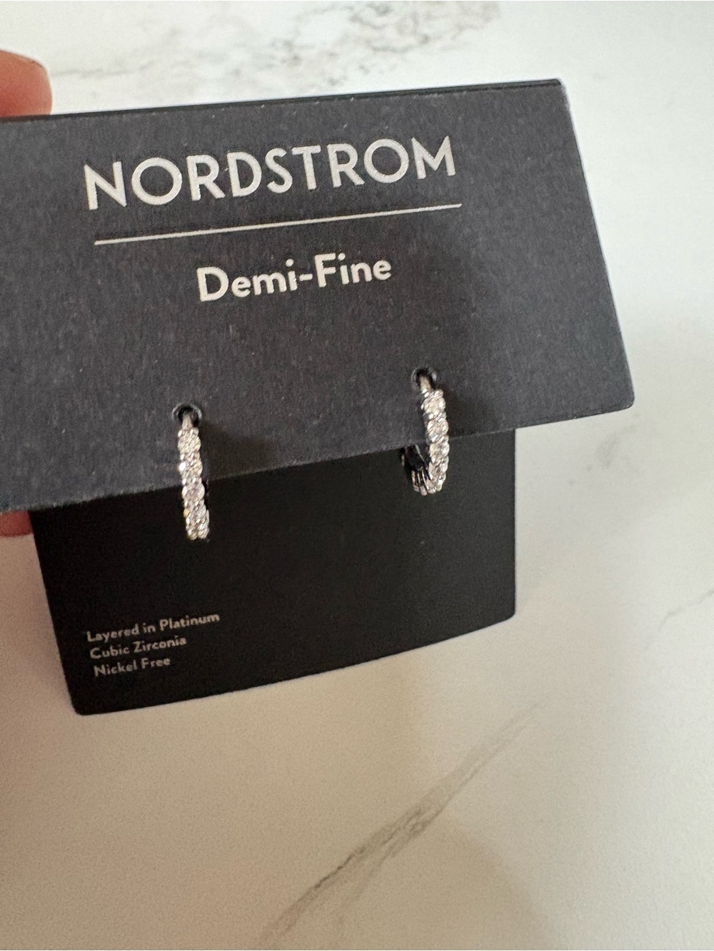 Nordstrom Silver Pavé Huggie Hoop Earrings